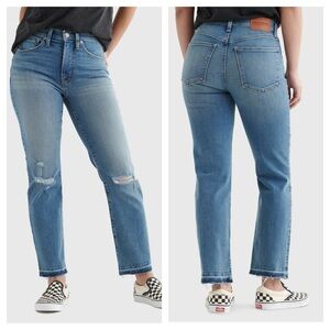 Lucky Brand Jeans Zoe High Rise Straight 6 28 Solar Dest Chew Distressed Raw Hem
